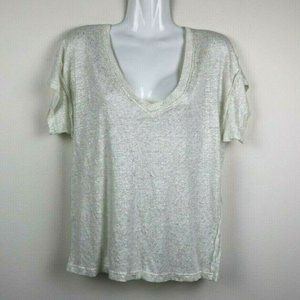 Hero Leander Womens Blouse Short Sleeve V Neck EUC